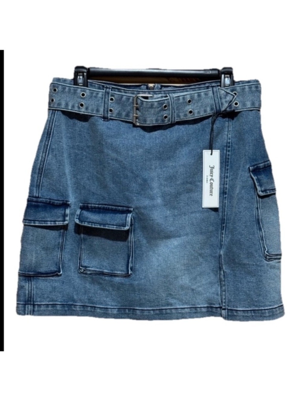 Juicy Couture Blue Denim Cargo Mini Skirt Size 31